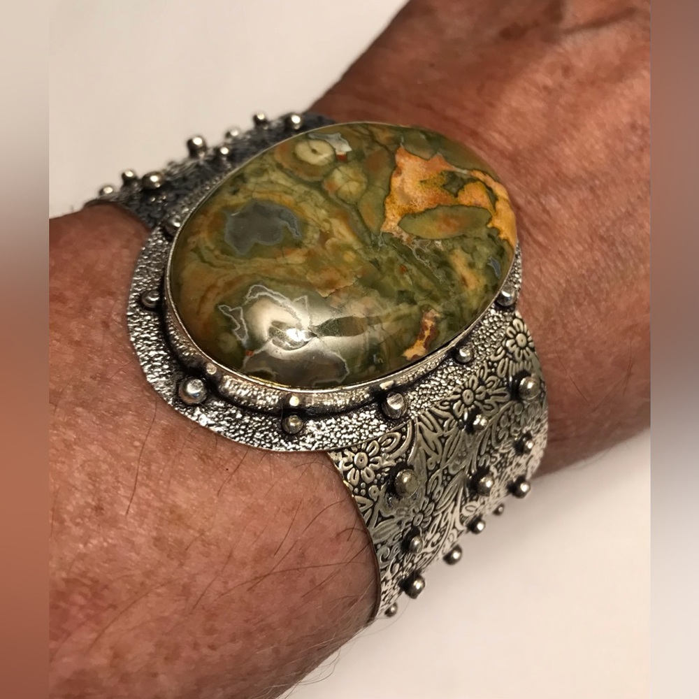 Rhyolite Stamped 925 Sterling Silver Cuff Bracelet